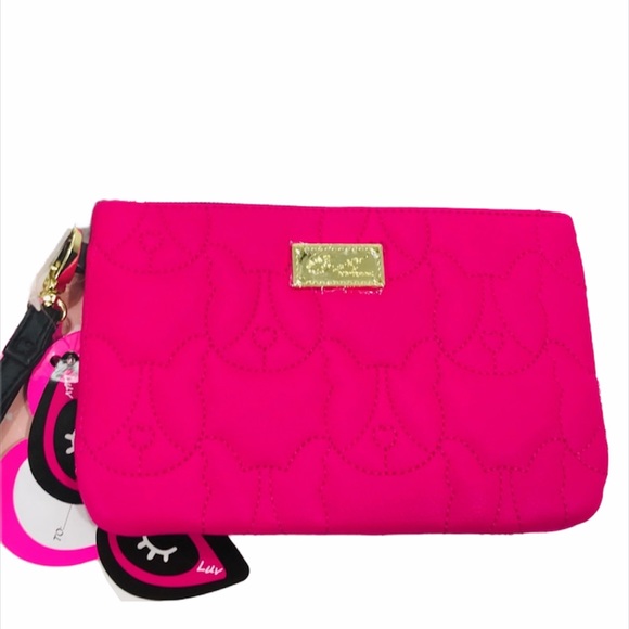 Betsey Johnson Cat Coin Purse and Wristlet, Pink - Picture 3 of 6